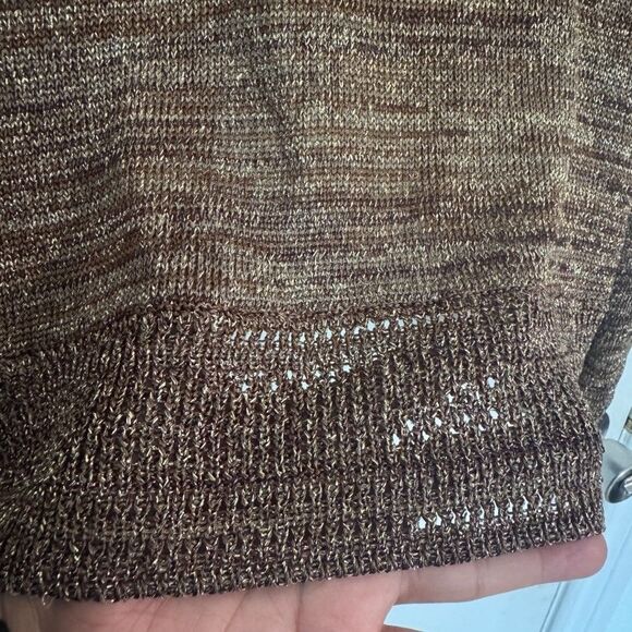 Chico's Women Sweater Sz XL/3/16 Odessa Bronze Metallic Retro Preppy City Party - Picture 5 of 7